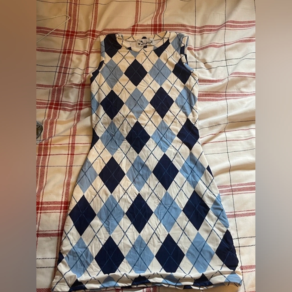Blue and White Argyle Dress